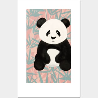 Panda Bear with a Pink Background Posters and Art